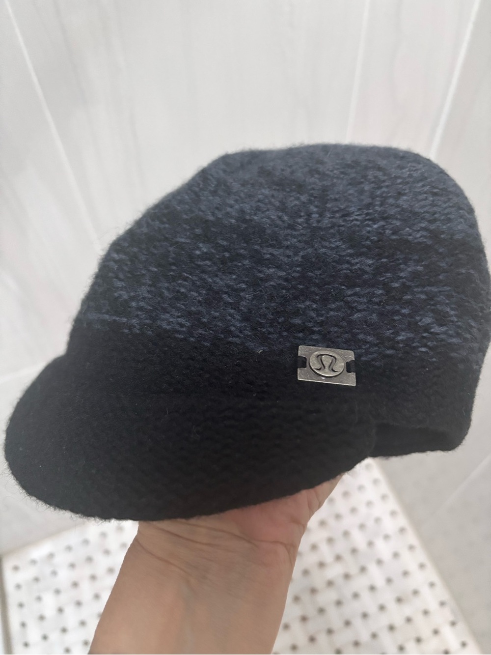 lululemon athletica Black Newsboy Cap with Metal Logo